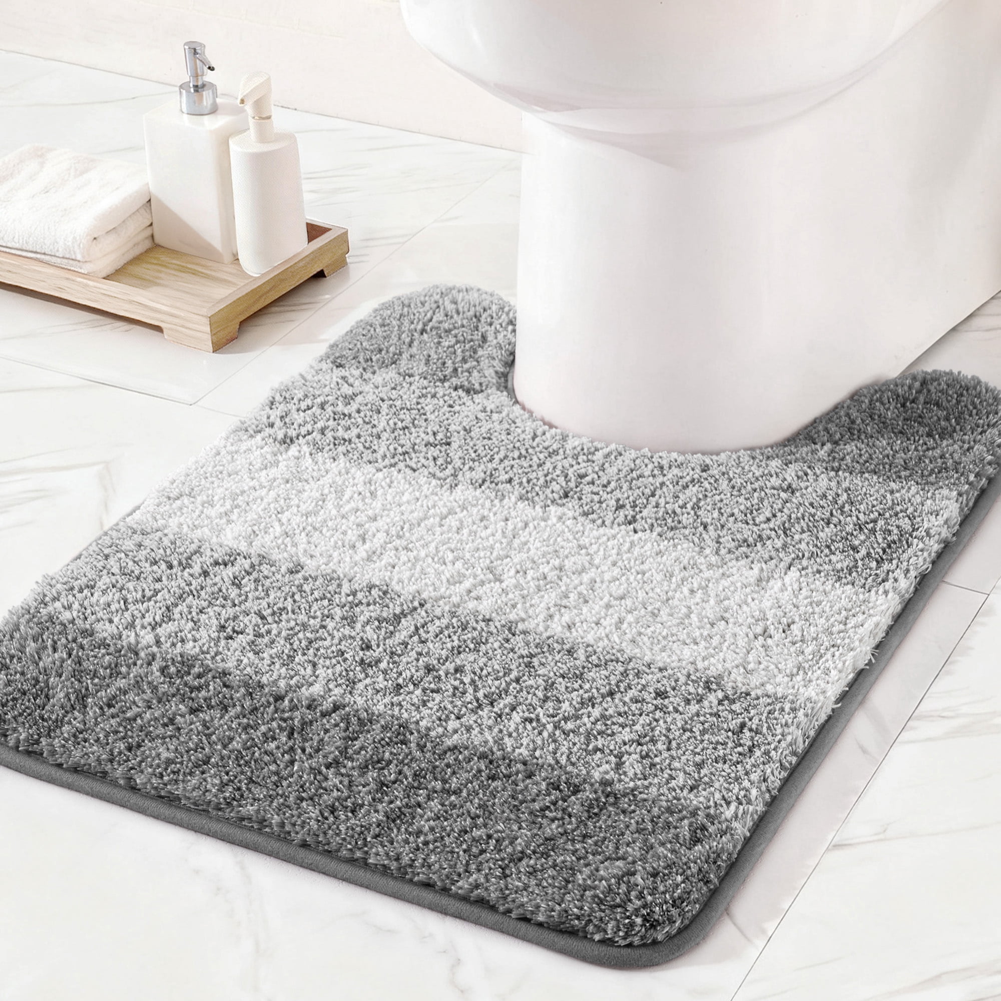 Toilet Bowl Rug Exclusivo Mezcla Toilet Rugs U-Shaped 20x24 Microfiber Bath Mat ...