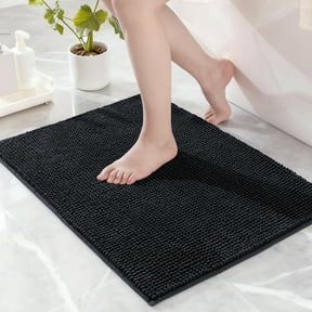 Exclusivo Mezcla Bathroom Rugs Mat 20x30, Extra Soft Absorbent Chenille Bath Rugs Mat, Quick Dry, Machine Washable Bath Mats for Bathroom Floor, Shower, Home Decor, Black