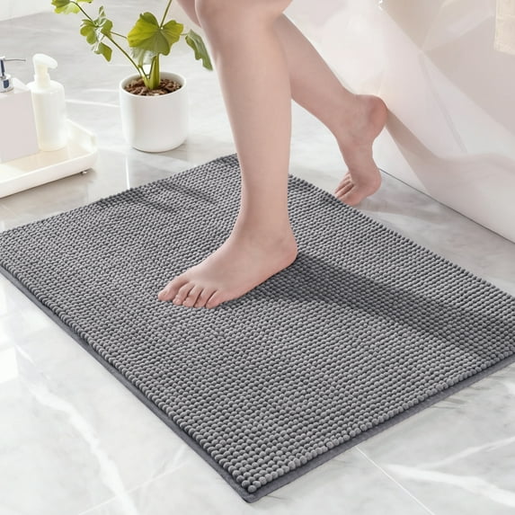 Exclusivo Mezcla Bathroom Rugs Mat 20x30, Extra Soft Absorbent Chenille Bath Rugs Mat, Quick Dry, Machine Washable Bath Mats for Bathroom Floor, Shower, Home Decor, Light Grey