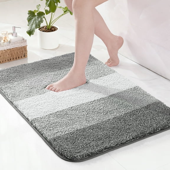 Exclusivo Mezcla Bathroom Rugs Mat 20x30, Extra Soft Non Slip Absorbent Water Microfiber Bath Rugs, Machine Washable Quick Dry Bath Mats for Bathroom Floor, Shower, Home Decor, Gradient Grey