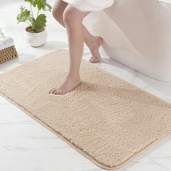 Exclusivo Mezcla Bathroom Rugs Mat 24x36, Extra Soft Non Slip Absorbent Water Microfiber Bath Rugs, Machine Washable Quick Dry Bath Mats for Bathroom Floor, Shower, Home Decor, Solid Camel