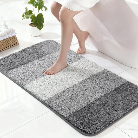 Exclusivo Mezcla Bathroom Rugs Mat 24x36, Extra Soft Non Slip Absorbent Water Microfiber Bath Rugs, Machine Washable Quick Dry Bath Mats for Bathroom Floor, Shower, Home Decor, Gradient Grey