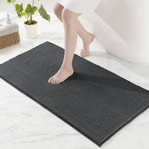 Exclusivo Mezcla Bathroom Rugs Mat 24x47, Extra Soft Absorbent Chenille Bath Rugs Mat, Quick Dry, Machine Washable Bath Mats for Bathroom Floor, Shower, Home Decor, Grey