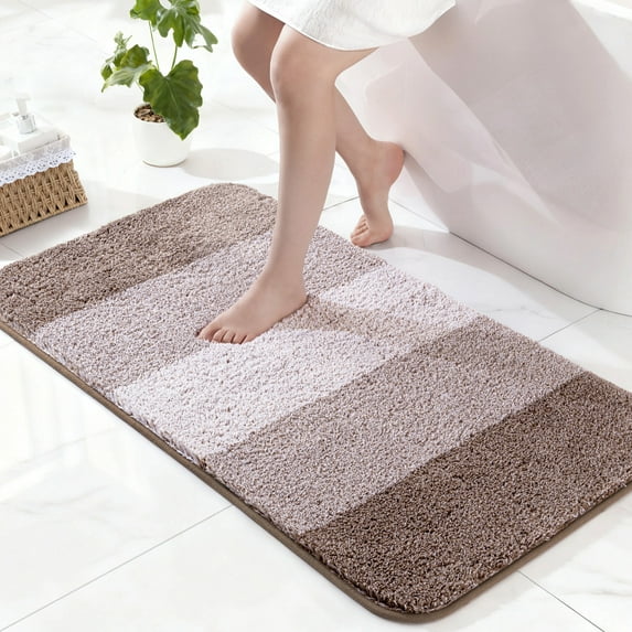 Exclusivo Mezcla Bathroom Rugs Mat 24x47, Extra Soft Non Slip Absorbent Water Microfiber Bath Rugs, Machine Washable Quick Dry Bath Mats for Bathroom Floor, Shower, Home Decor, Gradient Coffee