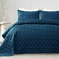 thumbnail image 1 of Exclusivo Mezcla Bed Quilt Set Queen Size for All Seasons, Stitched Pattern Quilted Bedspread/ Bedding Set/ Coverlet with 2 Pillow shams, Lightweight and Soft, Dark Blue, 1 of 7