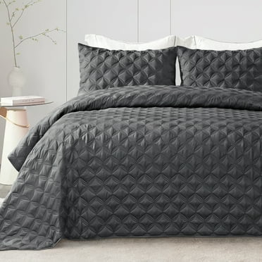 Exclusivo Mezcla Bed Quilt Set Twin Size for All Seasons, Stitched Pattern Quilted Bedspread/ Bedding Set/ Coverlet with 1 Pillow sham, Lightweight and Soft, Grey