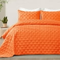 thumbnail image 1 of Exclusivo Mezcla Bed Quilt Set Twin Size for All Seasons, Stitched Pattern Quilted Bedspread/ Bedding Set/ Coverlet with 1 Pillow sham, Lightweight and Soft, Orange, 1 of 7