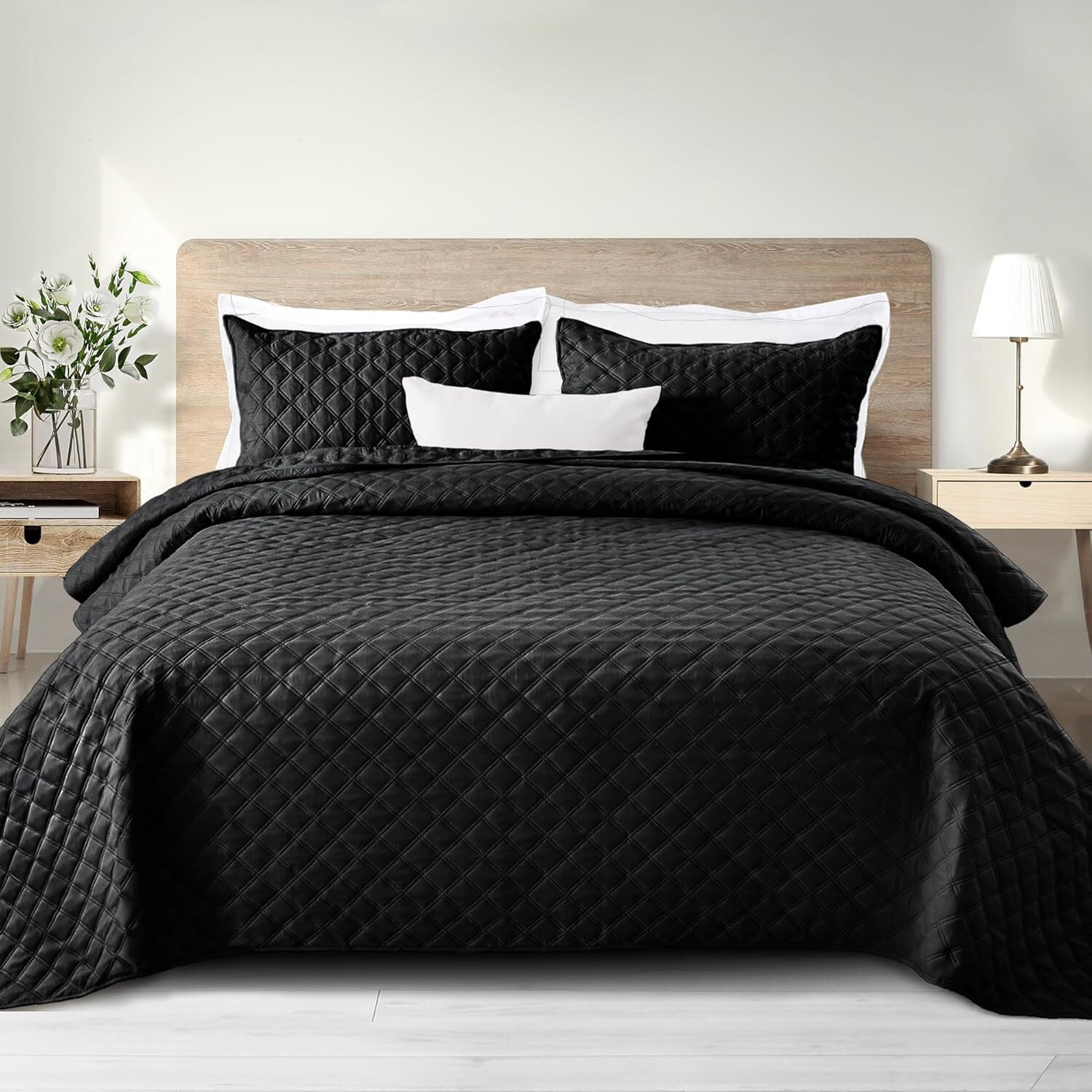 Exclusivo Mezcla Queen Size Quilt Set, Black, Lightweight, All Season ...