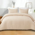 thumbnail image 1 of Exclusivo Mezcla Boho Pom Pom Ball Fringe King Size Comforter Set, 3 Pieces Beige Lightweight Down Alternative Bedding Comforter Sets for All Seasons (1 Comforter and 2 Pillowcases), 1 of 7