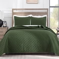 thumbnail image 1 of Exclusivo Mezcla California King Quilt Set, 3-Piece Lightweight Oversized King Quilts Soft Bedspreads Bed Coverlets, Olive Green, 112"x104", 1 of 8