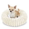 thumbnail image 1 of Exclusivo Mezcla Calming Donut Dog Bed, 20 inches Cozy Fluffy Faux Rabbit Fur Round Pet Bed, Machine Washable, Ivory, 1 of 7