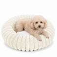 thumbnail image 1 of Exclusivo Mezcla Calming Donut Dog Bed with Non-Slip Bottom, 24 inches Cozy Fluffy Faux Rabbit Fur Round Pet Bed for Medium Dogs, Ivory, 1 of 6