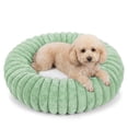 thumbnail image 1 of Exclusivo Mezcla Calming Donut Dog Bed with Non-Slip Bottom, 24 inches Cozy Fluffy Faux Rabbit Fur Round Pet Bed for Medium Dogs, Green, 1 of 6