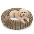 thumbnail image 1 of Exclusivo Mezcla Calming Donut Dog Bed, 24 inches Cozy Fluffy Faux Rabbit Fur Round Pet Bed, Machine Washable, Khaki, 1 of 7