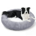 thumbnail image 1 of Exclusivo Mezcla Calming Donut Dog Bed, 32 inches Cozy Fluffy Faux Rabbit Fur Round Pet Bed, Machine Washable, Light Grey, 1 of 7
