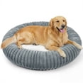 thumbnail image 1 of Exclusivo Mezcla Calming Donut Dog Bed, 36 inches Cozy Fluffy Faux Rabbit Fur Round Pet Bed, Machine Washable, Dark Grey, 1 of 7