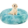 thumbnail image 1 of Exclusivo Mezcla Calming Donut Pet Bed for Medium Dogs 24", Anti-Anxiety Plush Cozy Warming Dog Bed, Gradient Aqua, 1 of 7