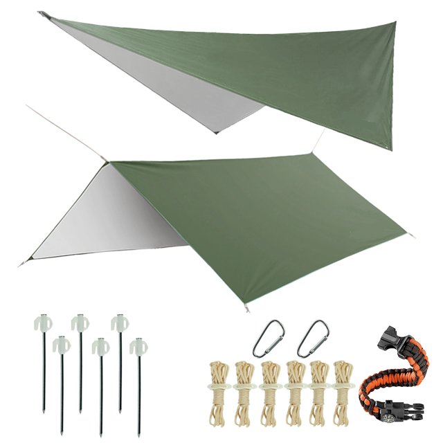 Exclusivo Mezcla Camping Tarp Waterproof, Hammock Rain Fly Tent Tarp 12 10 ft Rectangle