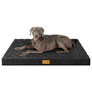 Exclusivo Mezcla Checkered Orthopedic Pet Bed for Large Dogs 42"X28", Waterproof Removable Washable Cover, Black
