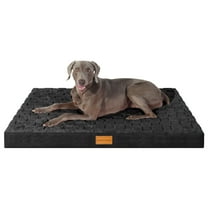 Exclusivo Mezcla Checkered Orthopedic Pet Bed for Large Dogs 42"X28", Waterproof Removable Washable Cover, Black