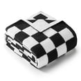 thumbnail image 1 of Exclusivo Mezcla Checkered Knit Blanket for Bed Queen Size, Ultra Soft Cozy Fluffy Blanket, Lightweight Fuzzy Throw for Couch and Bed, Black, 90"x90", 1 of 8