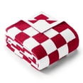 thumbnail image 1 of Exclusivo Mezcla Checkered Knit Blanket for Bed Twin Size, Ultra Soft Cozy Fluffy Blanket, Lightweight Fuzzy Throw for Couch and Bed, Red, 60"x80", 1 of 9