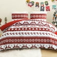 thumbnail image 1 of Exclusivo Mezcla Christmas Twin Size Comforter Set, 2 Pieces Reversible White and Rust Red Striped Bedding Comforters, Printed Reindeer Snowflakes Pattern, 1 of 7