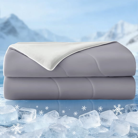 Exclusivo Mezcla Cooling Comforter Twin Size Grey, Lightweight Summer Blanket for Hot Sleepers, Soft Breathable Cool Bedding Duvet for Night Sweats, 68"x88"