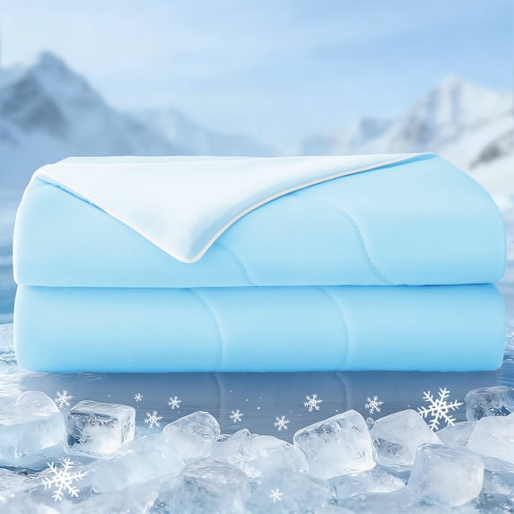 Exclusivo Mezcla Cooling Comforters Queen Size Light Blue, Lightweight Summer Blanket for Hot Sleepers, Soft Breathable Cool Bedding Duvet for Night Sweats, 90"x90"