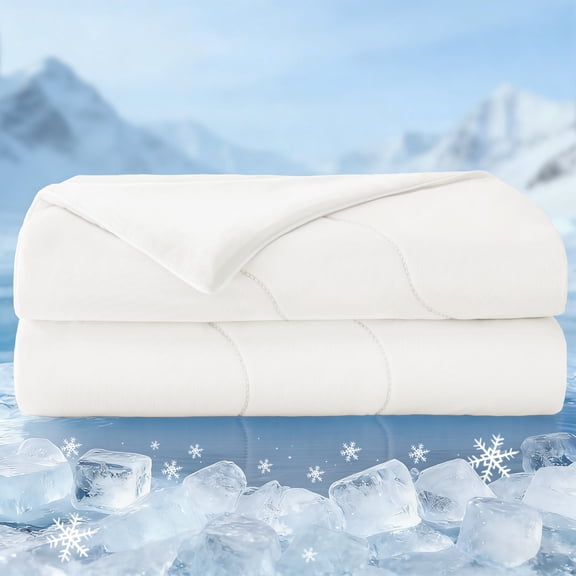 Exclusivo Mezcla Cooling Comforters Queen Size White, Lightweight Summer Blanket for Hot Sleepers, Soft Breathable Cool Bedding Duvet for Night Sweats, 90"x90"