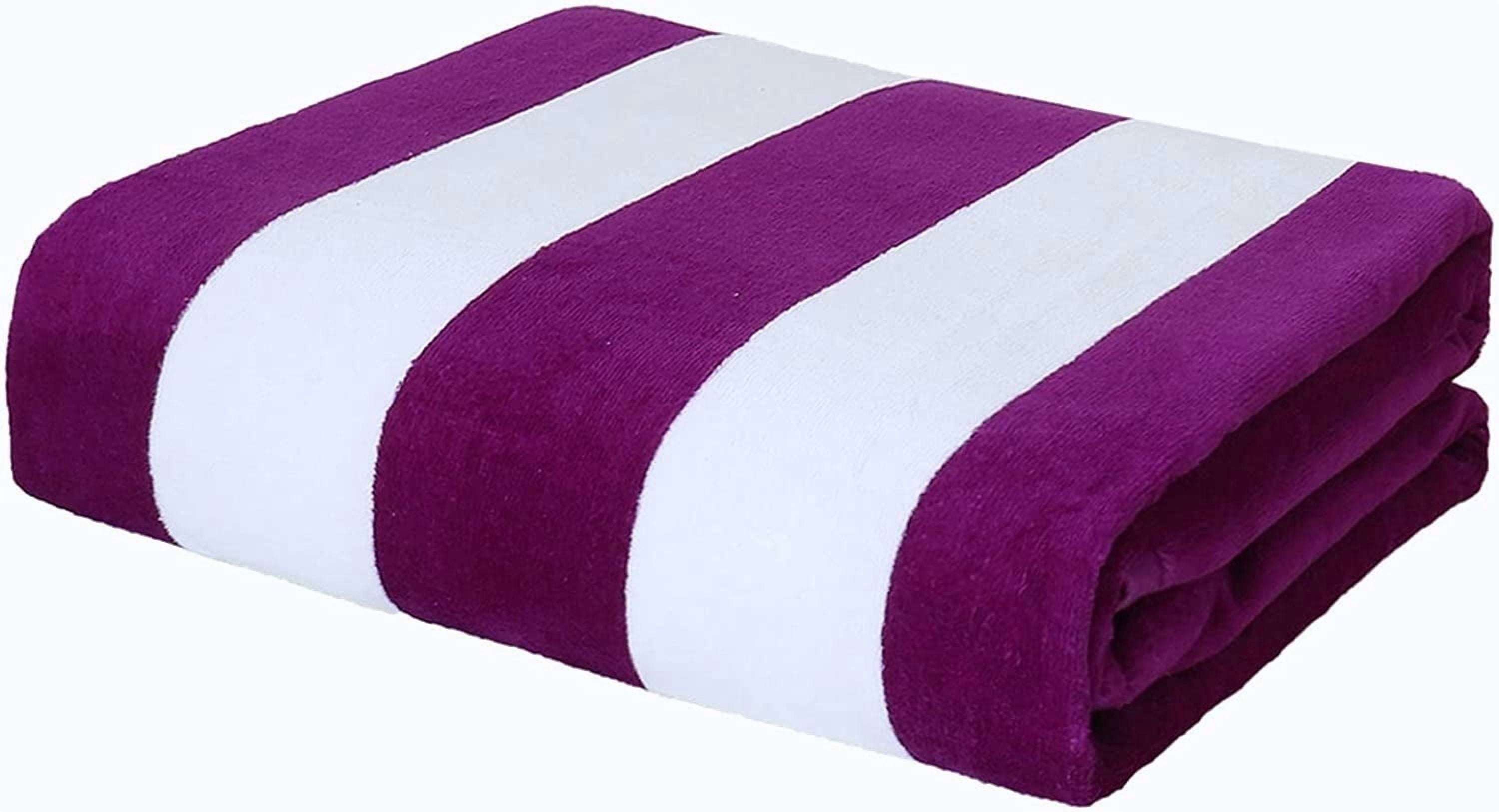 Exclusivo Mezcla Cotton Large Cabana Stripe Beach Towel, Super Absorbent  Soft Plush Pool Towel, Bath Towel (Purple, 30\, image size:3000x1626