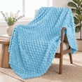 thumbnail image 1 of Exclusivo Mezcla Large Soft Fleece Throw Blanket, 50"x70" Stylish Jacquard Throw Blanket for Couch, Cozy, Warm, Lightweight Blue Blanket, 1 of 10