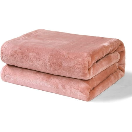Exclusivo Mezcla Flannel Fleece Velvet Plush Throw Blanket - 40" x 50"(Dusty Pink)