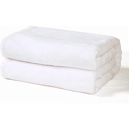 Exclusivo Mezcla Flannel Fleece Velvet Plush Throw Blanket - 40" x 50"(White)