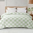 thumbnail image 1 of Exclusivo Mezcla Fleece Blanket Twin Size, Cozy Lightweight and Fuzzy Checkered Blankets for Couch or Bed, Suitable for All Season, Sage Green, 60"x80", 1 of 9