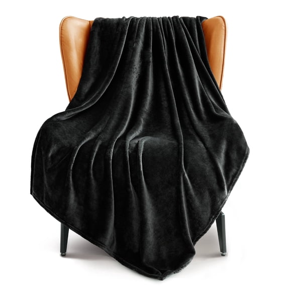 Exclusivo Mezcla Fleece Throw Blanket for Couch, Sofa, 300GSM Super Soft and Warm Blankets, Black Throw All Season Use, Cozy, Plush, Lightweight, 50x60 Inches
