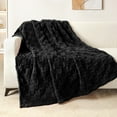 thumbnail image 1 of Exclusivo Mezcla Fleece Throw Blanket for Couch, Super Soft Warm Lightweight Checkered Pattern Blanket for All Seasons, Black, 50"x60", 1 of 7