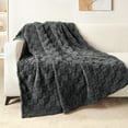 thumbnail image 1 of Exclusivo Mezcla Fleece Throw Blanket for Couch, Super Soft Warm Lightweight Checkered Pattern Blanket for All Seasons, Dark Grey, 50"x60", 1 of 8