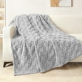 thumbnail image 1 of Exclusivo Mezcla Fleece Throw Blanket for Couch, Super Soft Warm Lightweight Checkered Pattern Blanket for All Seasons, Light Grey, 50"x60", 1 of 7