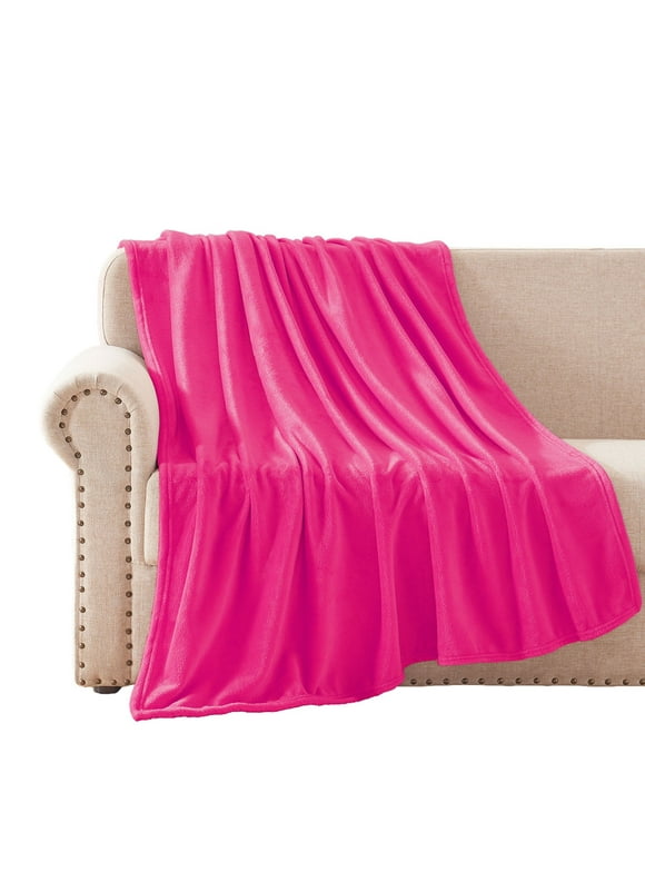 Exclusivo Mezcla Fleece Throw Blanket for Couch, Sofa and Bed, Super Soft Blankets and Warm Throws, Cozy, Plush, Lightweight (50x70 inches, Hot Pink)