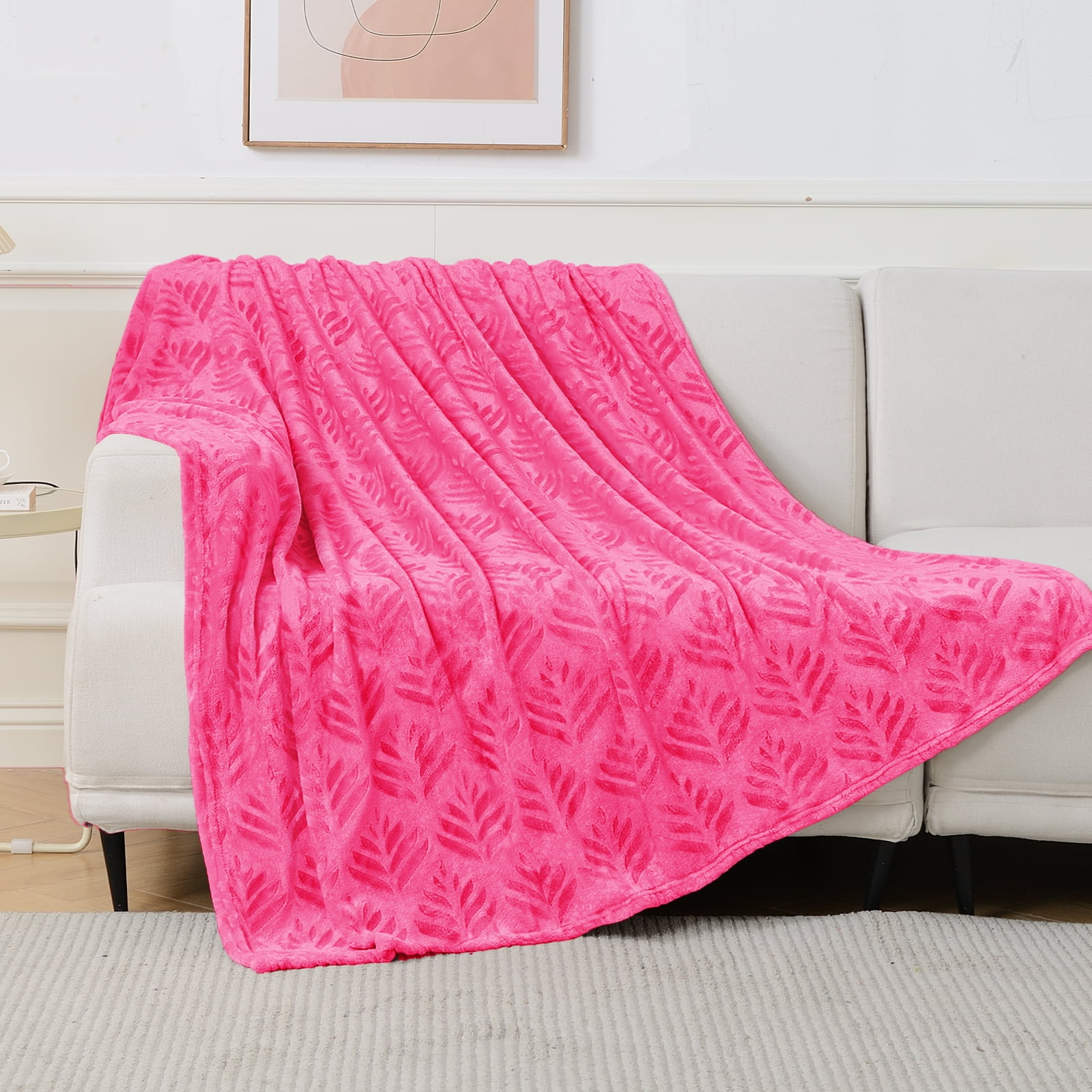 Hot Pink Chevron Fleece Throw Blanket, 50x60 Inches