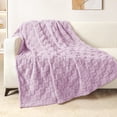thumbnail image 1 of Exclusivo Mezcla Fleece Throw Blanket for Couch, Super Soft Warm Lightweight Checkered Pattern Blanket for All Seasons, Light Purple, 50"x60", 1 of 6