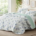 thumbnail image 1 of Exclusivo Mezcla Floral Quilt King Size, Faint Yellow King Size Quilt Bedding Set with Purple Floral and Vine Pattern, Reversible Lightweight Bedspreads Coverlets (104"x96"), 1 of 6