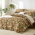 thumbnail image 1 of Exclusivo Mezcla Floral Twin Size Quilt Set, Brown Twin Quilt Bedding Set with Cottagecore Garden Pattern, Reversible Lightweight Bedspreads Coverlets (68"x88"), 1 of 6