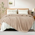 thumbnail image 1 of Exclusivo Mezcla Fuzzy Fleece King Size Bed Blanket, Lightweight Fluffy Solid Velvet King Blankets, 90x104 Inches, Camel, 1 of 11
