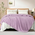 thumbnail image 1 of Exclusivo Mezcla Fuzzy Fleece King Size Bed Blanket, Lightweight Fluffy Solid Velvet King Blankets, 90x104 Inches, Light Purple, 1 of 11