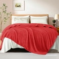 thumbnail image 1 of Exclusivo Mezcla Fuzzy Fleece Twin Size Bed Blanket, Lightweight Fluffy Solid Velvet Twin Blankets, 60x80 Inches, Red, 1 of 11