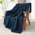 thumbnail image 1 of Exclusivo Mezcla Fuzzy Fleece Throw Blanket for Couch Sofa, Lightweight Fluffy Solid Velvet Blanket, 50x60 Inches, Navy Blue, 1 of 9