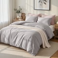 thumbnail image 1 of Exclusivo Mezcla King Bedding Duvet Cover Set, 3 Pieces Lightweight Comforter Cover with Pillow Shams (Light Grey), 1 of 8