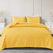 Exclusivo Mezcla King Quilt Bedding Set, Lightweight Vintage King Size Quilts with Pillow Shams, Soft Bedspreads Coverlets for All Seasons 104"x96", Yellow